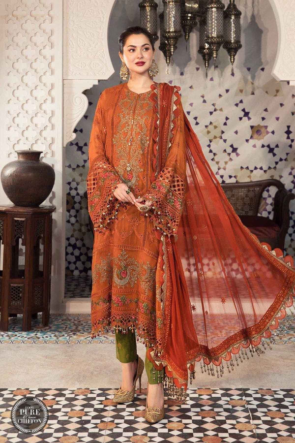 Dhanak-3PC Embroidered Shirt with Chiffon Embroidered Dupatta-411