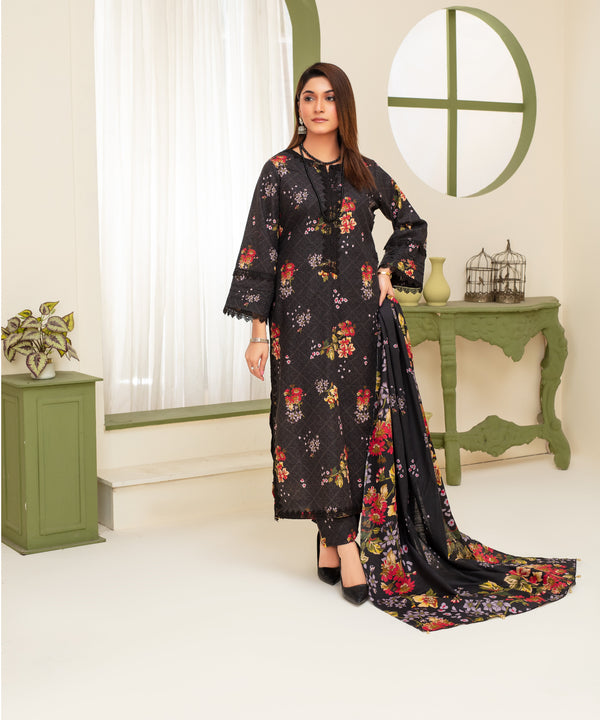 3PC WITH KHADDAR PRINTED SHIRT & TROUSER-903