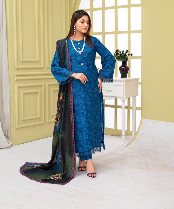3PC WITH KHADDAR PRINTED SHIRT & TROUSER-909