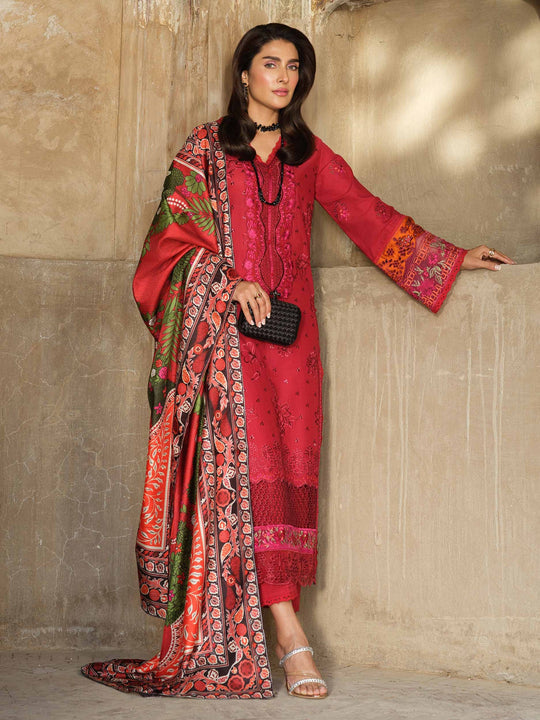 Dhanak-3PC Embroidered with Digital Printed Wool Shawl-3350